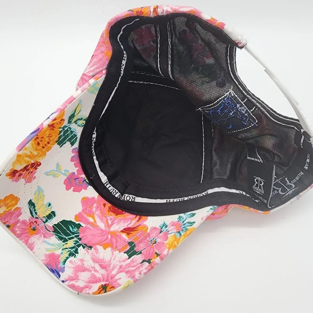 Robin Ruth Espana Quilted Hat Cap Allover Floral Embroidered Snapback Adjustable